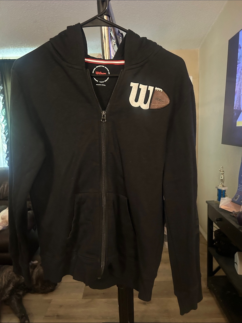 Wilson Black Full-Zip Hoodie with Football W Patch